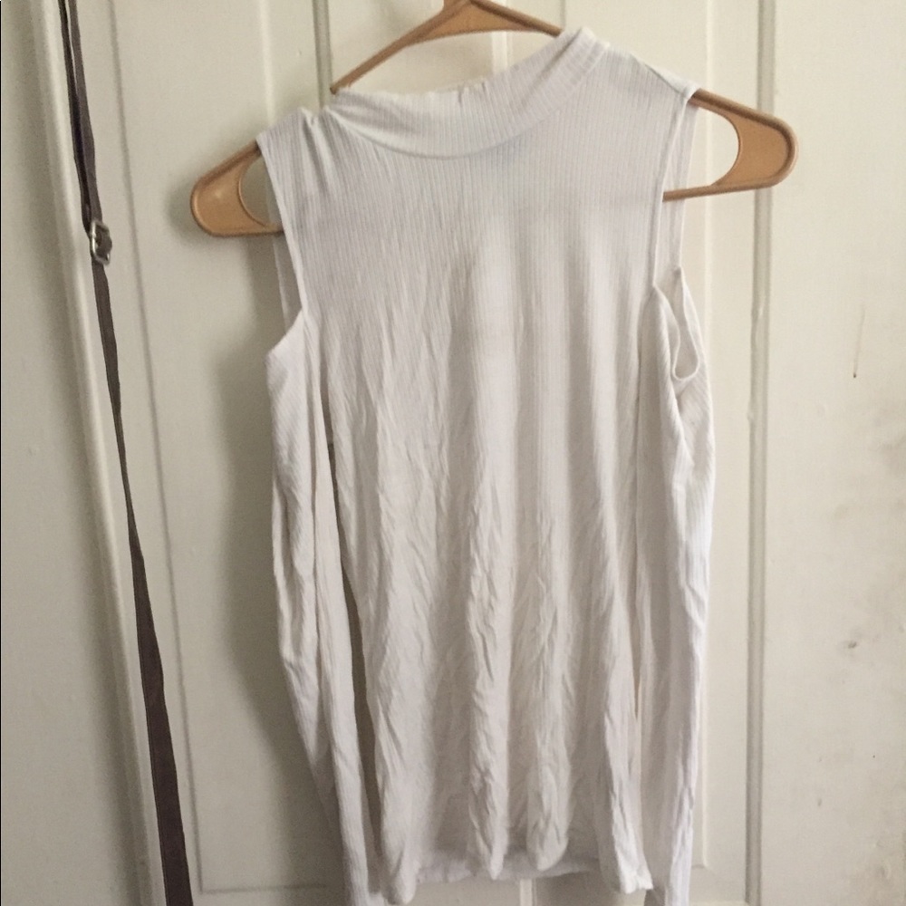 White cold shoulder top